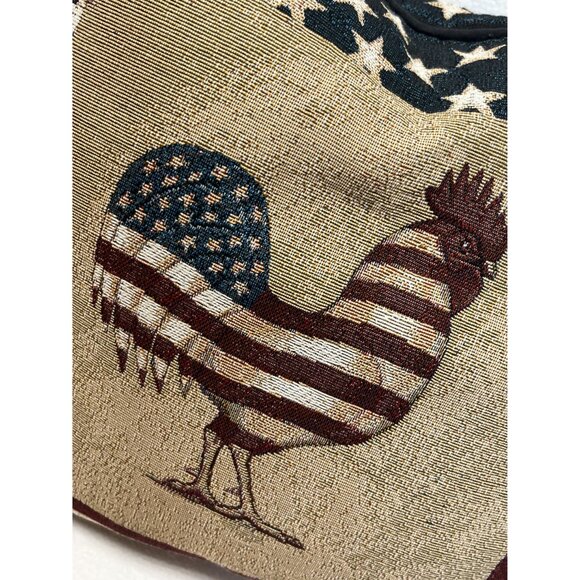 Patriotic American Flag Rooster Tapestry Throw Pillow 16"x16" J Wiens Americana - Picture 4 of 6